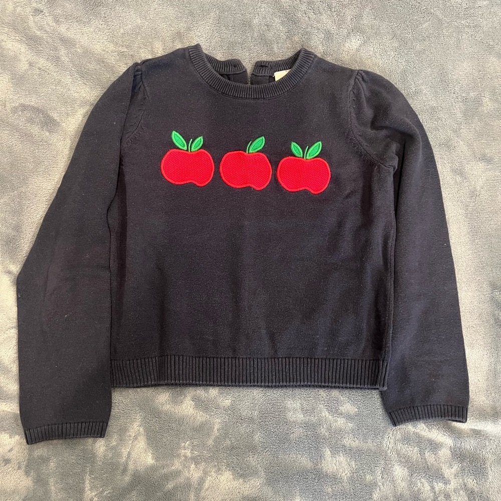 Gymboree Navy Knit Top with Red Apple Accents